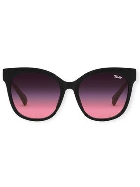 QUAY It’s My Way Sunglasses Matte Black Frame Black Pink Gradient Lenses NWT